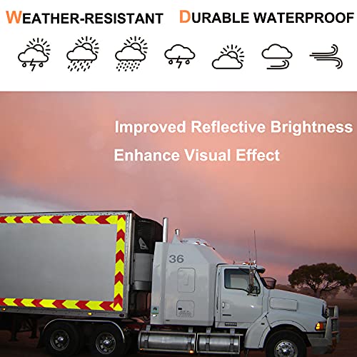 Waterproof Reflective Tape,Red & Yellow 2inch X 30Feet Conspicuity Adhesive Safety Tape,High Visibility Arrow Hazard Warning Reflector Tapes for Trucks Trailer Vehicle Outdoor Signs - color: 2" X 30ft