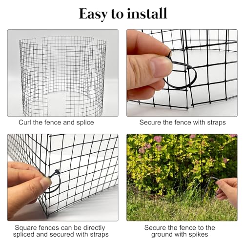 8 Pack 24'' x 12'' Large Wire Plant Protector from Animals, Metal Plant Wire Cage Chicken Wire Cloche with Ground Stakes , Labels and Nylon Tie to Keep Animals Out, Garden Protection Bunny Barricade