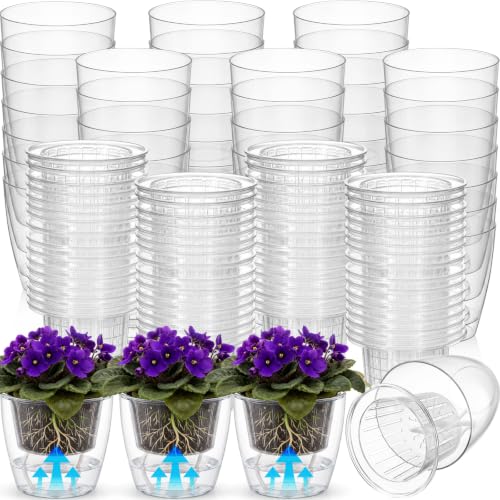 Self Watering Plant Pots, 3.5'', Transparent, 72 Pcs - color: Transparent, size: 3.5''