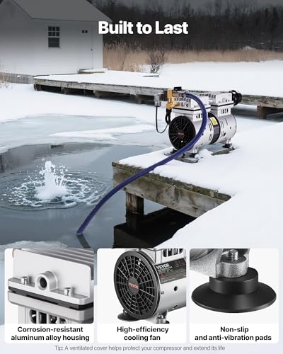 VEVOR Pond Aerator 550W Power 5.2CFM for Up to 3 Acre 50' Lake Aeration Kit - size: No diffuser