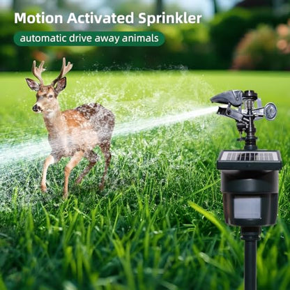 Solar Motion Activated Sprinkler with Day & Night Detection Modes Repellent Detector for Garden Outdoor Waterproof - size: New 1 unit[solar panel]