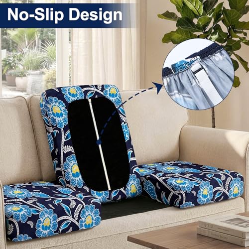 Smiry Waterproof Patio Cushion Covers, Stretch Outdoor Furniture Covers - color: Midnight Blue, size: 12PCS