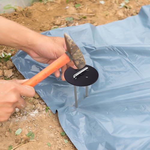 AAGUT Landscape Staples 6 Inch with Gaskets, Galvanized Garden Stakes - size: 6'' x 100Pcs-11Ga With Gaskets