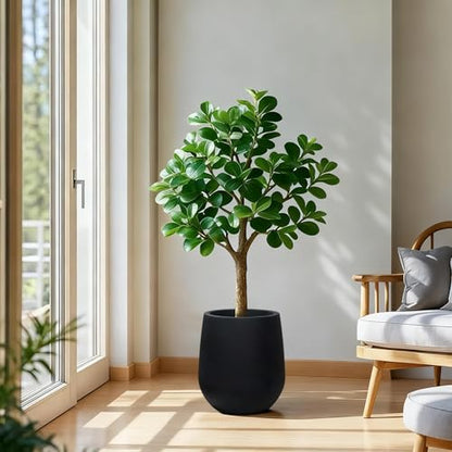 11.8" H Plastic Matte textured Black Planters with Drainage Holes and Plug - color: Black, size: 11.81"