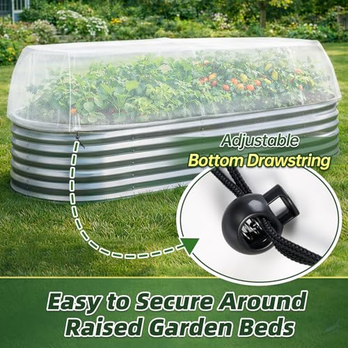 2 Pack Garden Netting for 4 x 2 x 1 FT Raised Beds - size: 4.92 x 2.29 x 1.47 FT