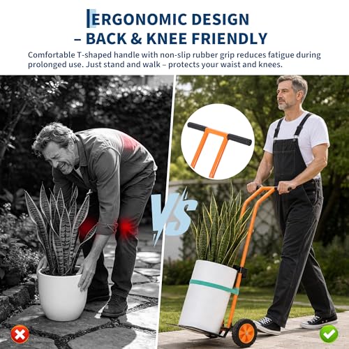 Garvee Plant Caddy with Wheels, 175 LBS Capacity - color: Orange