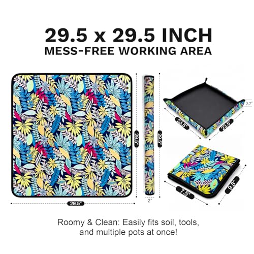 LIHAO Repotting Mat, 29.5x29.5 Waterproof Potting Tray for Indoor Plants