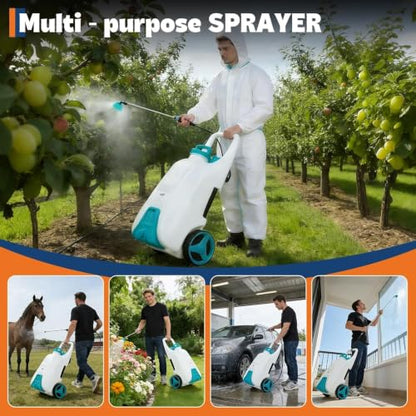 13.2 Gallon Wheeled Battery Sprayer, 12V 4Ah for Lawn & Garden - size: 13.2 Gal