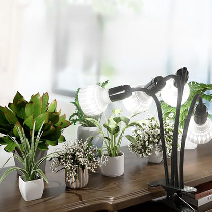 GooingTop Grow Light,24W (160Watts Equiv) 5000K White Full Spectrum LED Growing Lamp Clip on Desk for Indoor Plants,Bulbs Replaceable & Non-dimmable (Black, 320W) - size: 320W