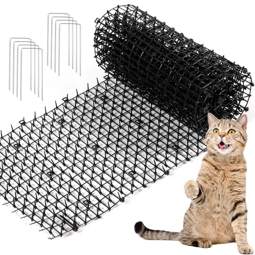 Zopeal 13ft Cat Deterrent Mat, Soft Spikes, Indoor Outdoor Pet Repellent - color: Black, style: 158 x 12 Inch