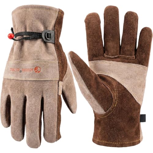 Leather Work Gloves for Men & Women.Welding, Gardening, Brown-XXL - color: Brown, size: XX-Large