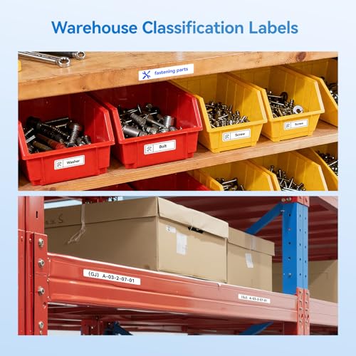 NIIMBOT Thermal Transfer Labels 0.55''x4.72'', for N1(B18) Label Maker, Long Storage Time, for CD DVD Cases Warehouse Labeling, White(14mmx120mm) - color: 0.55''×4.72''-white