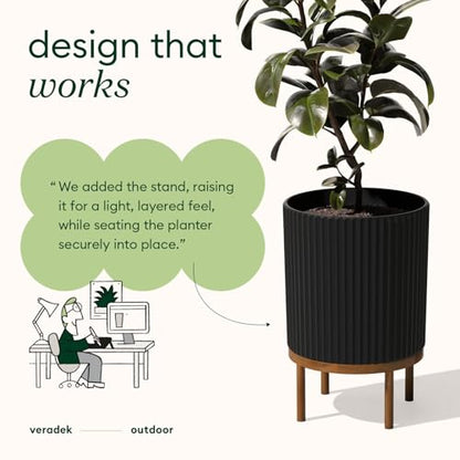 Veradek Demi Series Raised Planter - Round Planter with Stand - color: Black/Brown, size: 16 inch - 2 Pack