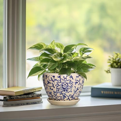 6 Inch Plant Pot, Ceramic Planters for Snake Plants, Retro Blue - color: Retro Blue, size: 6 Inch