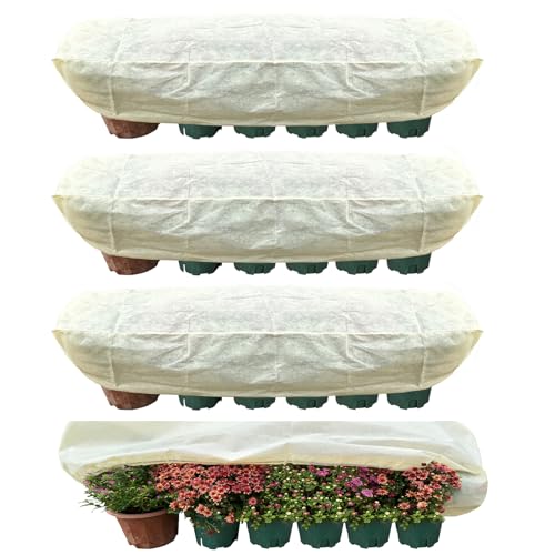 Plant Cover Freeze Protection, Winter Plant Covers, Plant Frost Cover, Tree Plant Freeze Protection Covers, Planter Plant Winter Frost Blanket with Zip Drawstring,2 Pack (39.3x17.7x15.7INCH) - size: 39.3*15.7*17.7（4-PACK)