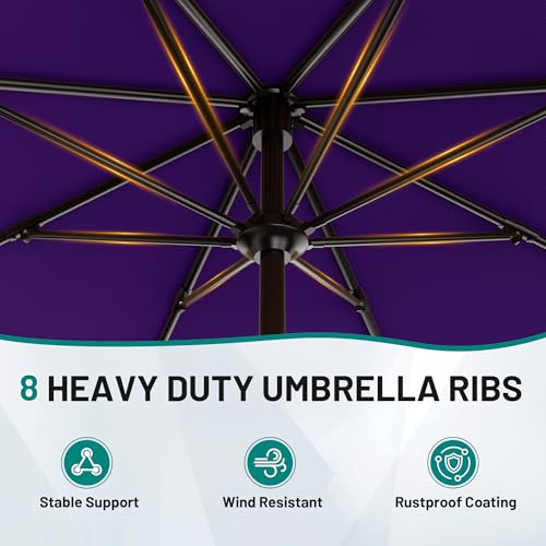AreShark 9FT Outdoor Patio Umbrella with Tilt and Crank, Dark Purple - color: Dark Purple, size: 9ft