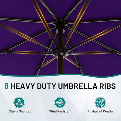 AreShark 9FT Outdoor Patio Umbrella with Tilt and Crank, Dark Purple - color: Dark Purple, size: 9ft
