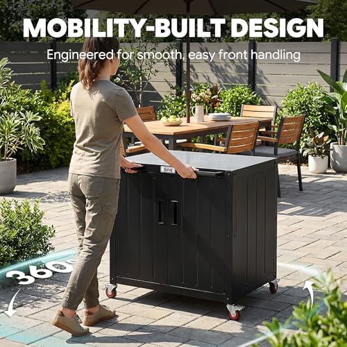 Feasto Modular Outdoor Kitchen Island with Storage and Stainless Steel Top - size: Outdoor Table