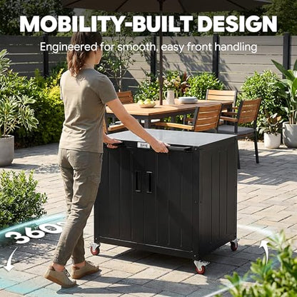 Feasto Modular Outdoor Kitchen Island with Storage and Stainless Steel Top - size: Outdoor Table