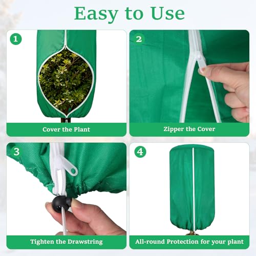2 Pcs 47"×71" Large Rounded Top Winter Plant Freeze Protection Covers with Zipper & Drawstring, Non-Woven Frost Cloth Plant Freeze Protection,Frost Blankets for Outdoor Shrub Bush Fruit Tree