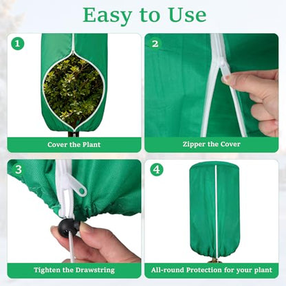 2 Pcs 47"×71" Large Rounded Top Winter Plant Freeze Protection Covers with Zipper & Drawstring, Non-Woven Frost Cloth Plant Freeze Protection,Frost Blankets for Outdoor Shrub Bush Fruit Tree