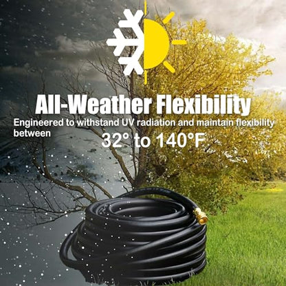 15FT PVC Hybrid Garden Hose, 5/8 in Black Hose, Brass Fittings - size: 15FT ( Male - Female )