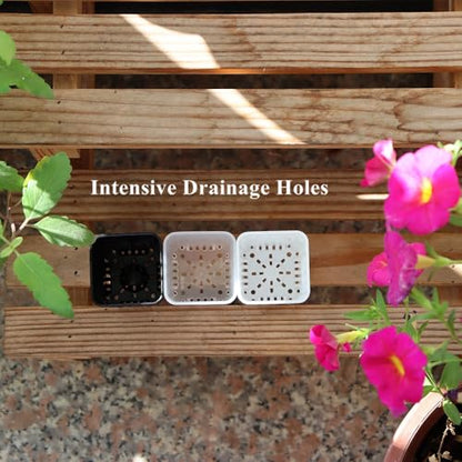300 Pack 1.55 Inch Tiny White Plastic Square Nursery and Seedling Pot, Mini Transplant Seed Starter Planter with Drain Hole for Germination, Herb, Succulent - color: White