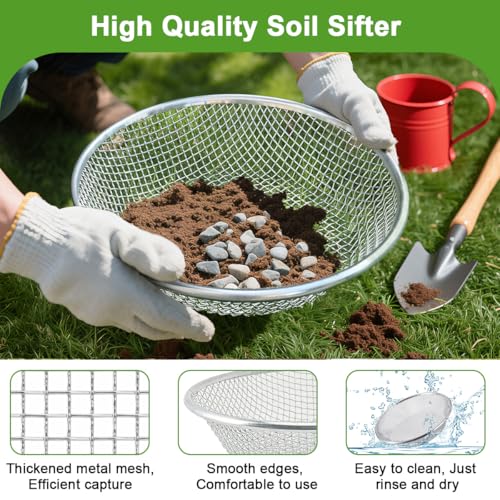 Soil Sifter Galvanized Screen, Soil Sieve for Compost Dirt Sand Rock, Rust-Resistant Sifter for 5 Gallon(1/8in,1/4in) - style: 2PCS(1/8in,1/4in)