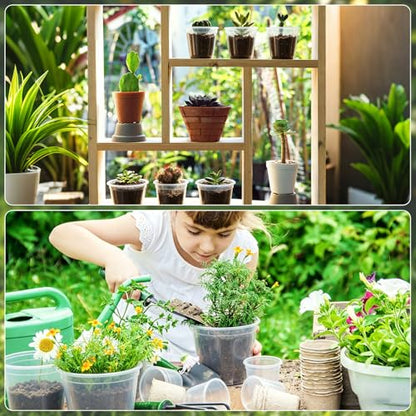 M METERXITY 20 Pack Clear Nursery Pots with Drainage Holes, Sturdy Plastic Seedling Starter Pots for Plants, Vegetable, Succulent, Propagation, Root Cutting, Seed Starting [6'' x 5''] - size: 5.91''