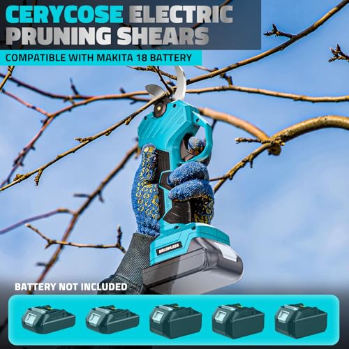 Cerycose Electric Pruning Shears Compatible with Makita 18v Battery, 0.8-2 Inch Max Cutting Diameter Electric Pruner with LCD Display & Imported SK7 Steel Blades for Gardening Tree Pruning(No Battery) - color: Blue