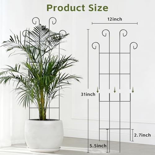 Trellis for Climbing Plants Indoor, 4 Pack 31'' Metal Plant Trellis Indoor for Potted Plants, Sturdy Plant Support Outdoor for Ivy Pothos Monstera Hoya Flower Vine, Wave Shape - size: 31'' Wave Shape