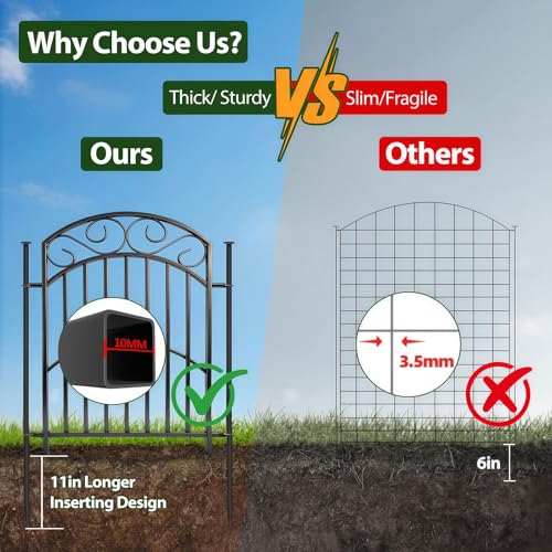 33" H x 27" W Decorative Iron Garden Animal Barrier Fence, 8 Panels, 18Ft - size: 8 Panels - 18ft(L) X 32 in(H)