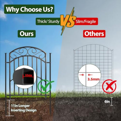 33" H x 27" W Decorative Iron Garden Animal Barrier Fence, 8 Panels, 18Ft - size: 8 Panels - 18ft(L) X 32 in(H)
