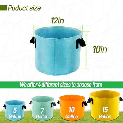 5-Gallon Fabric Grow Bags (7 Pack of Mix Colors) with Handles for Vegetable - size: 5 Gallon