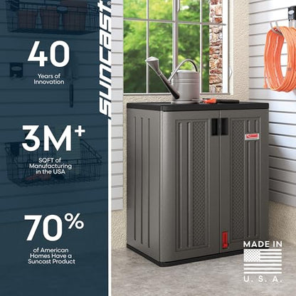 Suncast 30" Heavy-Duty Resin Outdoor Storage Cabinet, Lockable, Dark Gray
