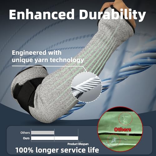 Schwer 18in PRO-SKIN A6 Cut Resistant Arm Sleeves for Gardening, S909 - color: Grey, size: 18 In-1 Pair
