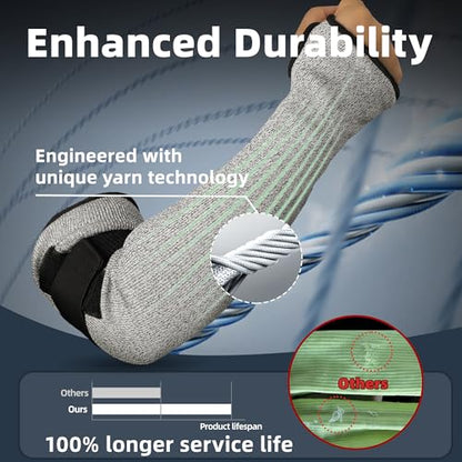 Schwer 18in PRO-SKIN A6 Cut Resistant Arm Sleeves for Gardening, S909 - color: Grey, size: 18 In-1 Pair
