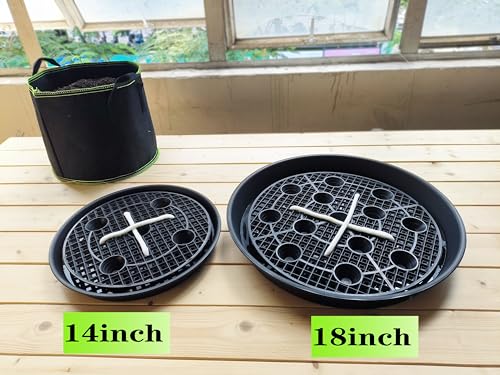 Plastic Plant Saucer Stand,4-Pack 14 inch, Elevated Plant Saucer Self-Watering Fabric Pot Base, Use Nonwoven Grow Bags, Plant Saucers Flower Pot Tray for Indoor-Outdoo and Grow Tents Greenhouses - size: 14in-4pack