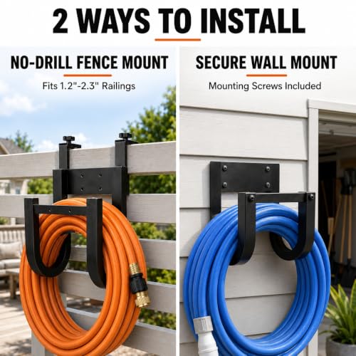 Fence Hose Hanger for Outside, Hanging No Drill Garden Hose Holder