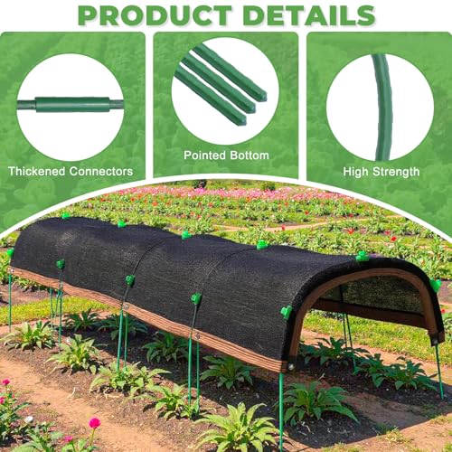 Upgraded Garden Shade Kit, 16.5x6.5FT Shade Cloth for Garden with 6 Poles, Clips and Gloves, Plant Shades for Outdoor Plants Provides 75% Heat Protection for Vegetables Greenhouse Garden Bed Shade - size: 6.6 x 16.6ft
