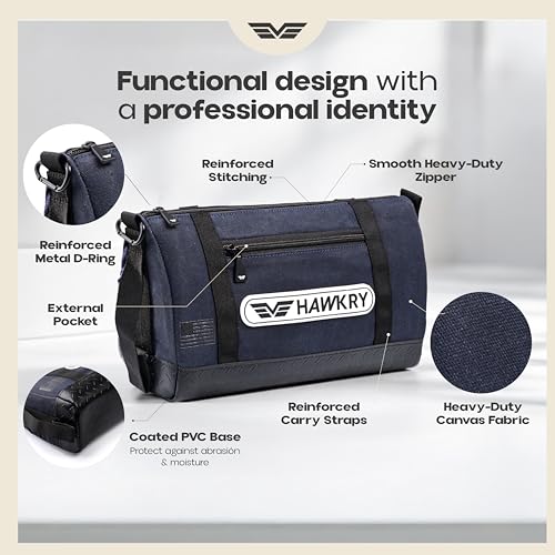 HAWKRY Heavy Duty Canvas Tool Bag Set of 2 – Waterproof Canvas Zipper Pouch, Garden Tool Bag, Construction Bags Heavy Duty, Small Zipper Pouch, Motorcycle Tool, Multipurpose Fishing Bag - color: Blue, White Blue