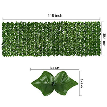 DearHouse 118x39.4in Artificial Ivy Privacy Fence Wall Screen, Artificial Hedges Fence and Faux Ivy Vine Leaf Decoration for Outdoor Garden Decor - size: 118*39.4inch