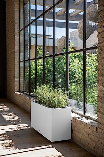 Veradek Block Series Long Box Planter - Rectangular Outdoor Planter - color: White, size: Medium