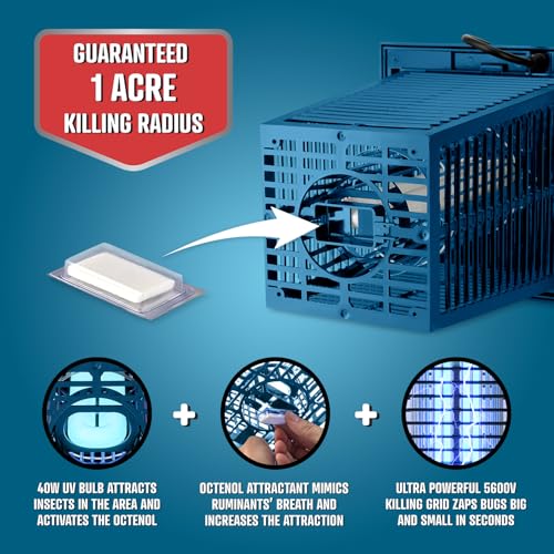 Flowtron Electric Bug Zapper, 1 Acre Outdoor, 40W UV, 5600V Zap, Blue - color: Astronaut Blue