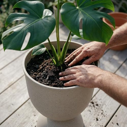 KOL 15 Inch Tall Planters, Beige Plastic Urn Planters, 2 Pack - color: Beige, size: Bundle: 15"+15"