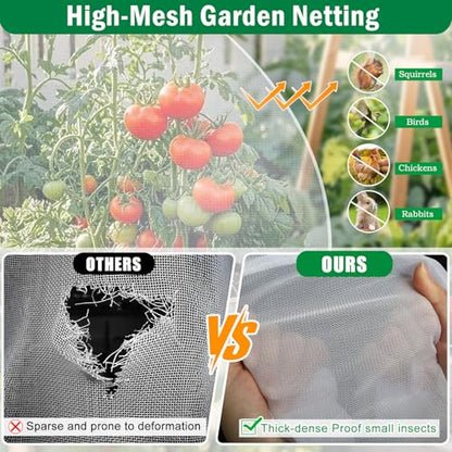 2 Pack Garden Netting for Raised Beds, 4.8X2.2FT Drawstring Plant Covers - size: 2PCS-Drawstring