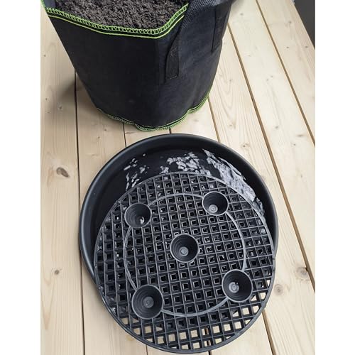 Plastic Plant Saucer Stand,4-Pack 14 inch, Elevated Plant Saucer Self-Watering Fabric Pot Base, Use Nonwoven Grow Bags, Plant Saucers Flower Pot Tray for Indoor-Outdoo and Grow Tents Greenhouses - size: 14in-4pack