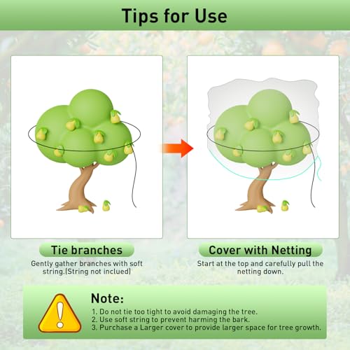 2PCS Large Fruit Tree Netting with Drawstring and Zipper, 8 x 8FT Blueberry Bush Netting Cover, Garden Bird Netting Plant Cover for Protect Plant Fruit Flower from Birds, Bugs, Cicadas, Insects - color: 2pcs-8x8ft
