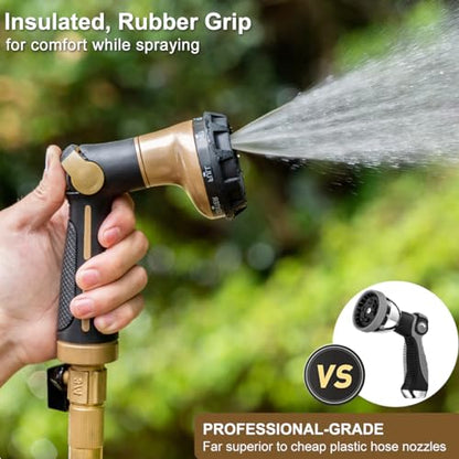 FANHAO Heavy Duty Garden Hose Nozzle, Metal Hose Sprayer Easy Thumb Control - color: Khaki