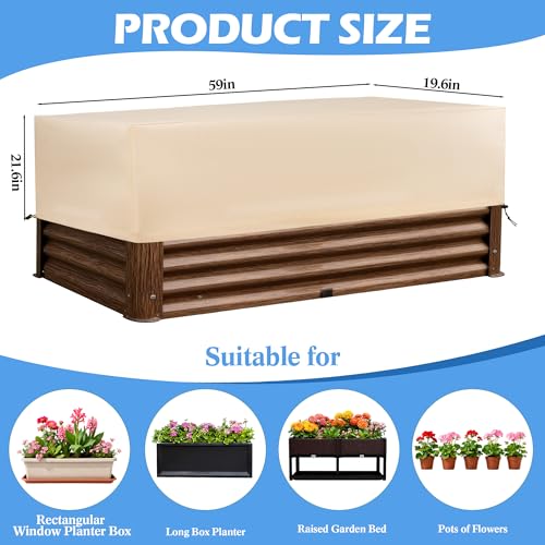 Plant Covers Freeze Protection 2 Pack with Elastic Drawstring & Magic Tape, 3.54 oz/yd² Winter Frost Blanket Planter Box Cover for Raised Garden Bed Outdoor Flower Pot, 59 x 19.6 x 21.6 INCH - size: 59 x 19.6 x 21.6 Inch with Hook-and-Loop Closure